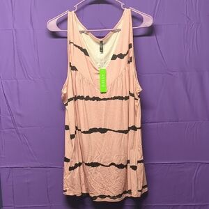 20w Womans Light Pink and Black Striped Tank Top